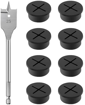 Ceeyoll 8 Stück Flexible Silikon Kabeldurchführung, Kabel Loch Tüllen，KabeldurchfüHrung Schreibtisch，25mm SchreibtischdurchfüHrung，Für Schreibtisch, Computertisch, Arbeitsplatten Schwarz