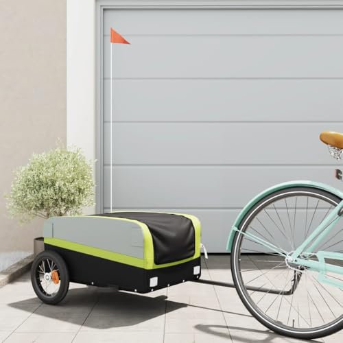 Somanki Fahrradanhänger Schwarz und Grün 30 kg Eisen, Fahrrad Anhänger, Lastenanhänger, Handwagen, Fahrrad-lastenanhänger, Lastenfahrrad - 94039