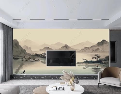 Papier Peint Intissé Paysage Rétro Peint À La Main Poster Tableaux Muraux Tapisserie Photo Trompe L'Oeil Salon Chambre Art Mural 400Cm(L) X280Cm(H)