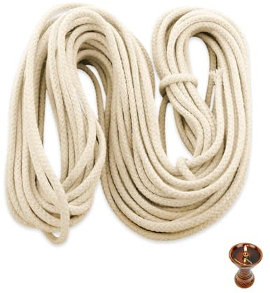 YZROHYI Stoppino Lampada Olio 10m X 3mm,Stoppini per Torce Ad Olio,Stoppino Candela,Stoppino per Fiaccola Citronella,Stoppino di Ricambio,Stoppino di Cotone,Stoppino In Fibra Di Vetro per Fai Da Te