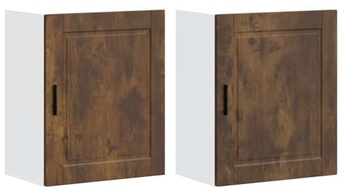 HETFTJN Vetrina Soggiorno Armadietto da Esterno Armadio Cucina Mobile Bagno - Pensili da Cucina 2 pz Porto Rovere Fumo in Legno Multistrato per Soggiorno Camera Da Letto Bagno Ufficio