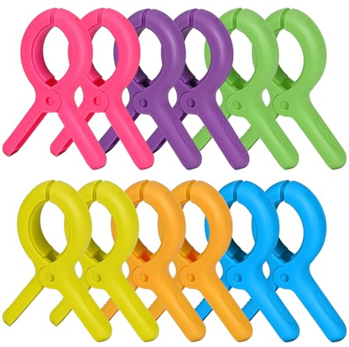 Rovedcity Beach Towel Clips Plastic Clothespins-Heavy Duty Clothes Pins for Beach Chair Pool Chair on Cruise Colorful Laundry Windproof Clamps Tablecloth Blankets Clothes Pegs 6 Colors
