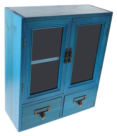 ETHZZLE Vintage Wandschrank Niedriger Aufbewahrungsschrank Mit Doppeltüren Dekorativer Hängeschrank Für Schlafzimmer Wohnzimmer Büro