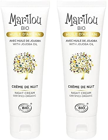 Marilou Bio - Crème de Nuit visage à l'Huile d'Argan bio - Nourrissante et hydratante - 98% d'ingrédients d'origine naturelle - Peaux normales à sèches - 50ml (Lot de 2)