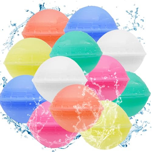 Wasserballons können wiederverwendet werden, 12-Wasserballons, schnell mit Wasser gefüllt, Silikon nicht magnetisch, geeignet für Sommerstrände, Poolpartys, Outdoor-Wasserkämpfe (12 Pcs)