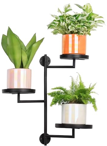 JUMRHFAN Supporto girevole a 3 ripiani, robusto ripiano per davanzale per piante in vaso, erbe e piante grasse, organizzazione per piani salvaspazio, funzione girevole a 360°