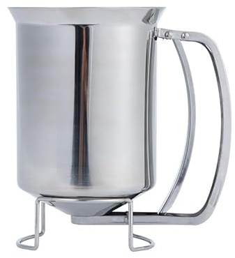 WUWWUT 1000ML Batter Separator with Squeeze Handle, Stainless Steel Pancake Batter Dispenser, Manual Cooking Crepes Cake Funnel Dispenser, Kitchen Baking Tool for Cupcake Brownie Waffles