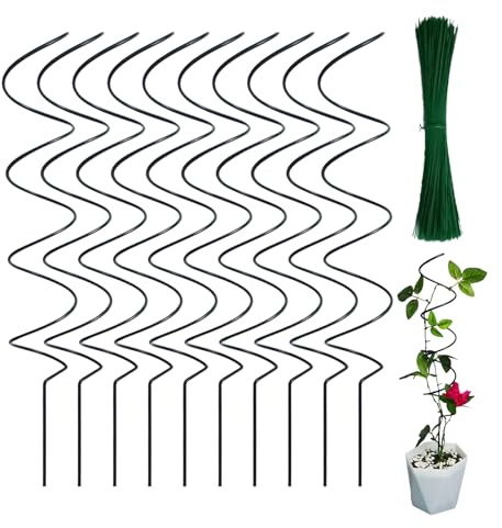 Teksome Estacas de tomate trenzadas, estacas de metal para tomate, estructura resistente al viento, varillas de soporte para plantas de vid de jardín, frutas, verduras, flores trepadoras