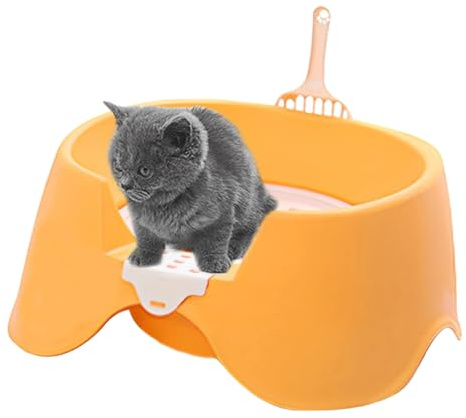 yakermur Bac à litière – Grand bac à litière antiadhésive – Toilettes ouvertes sur le dessus haut pour petit appartement, intérieur, maison, abri, magasin, chatons, lapins