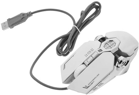 LIFKICH Mouse da Gioco per Computer Illuminazione Rgb e USB | Plastica Argentata, Superficie Effetto Pelle, Operazione Rapida, Tocco Confortevole, per Giochi su Computer