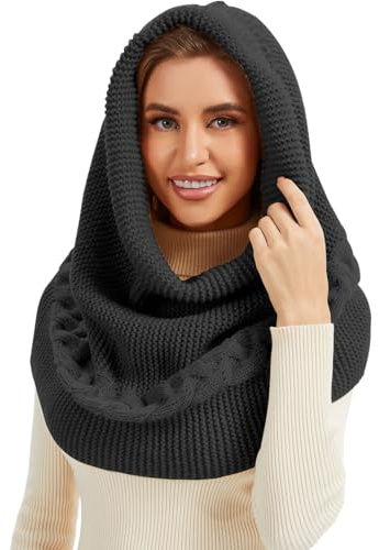 JFAN Wintermützen für Damen Balaclava Strickmütze Warme Weich Beanie Unisex Kapuzen Schal Sturmhauben