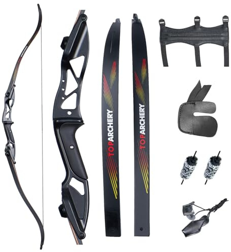 TOPARCHERY 56 Takedown Recurve Bogen Einsteigerbogen 18-40lbs Sportbogen | Recurvebogen Set,Training Bogensport,Anfängerbogen,Bogenschießen Erwachsene, mit Bogen Zubehör,Rechtshand,Jagdbogen