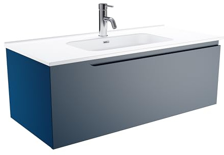 Parama Mobile Bagno Sospeso 60 cm 1 Cassetto Blu Zaffiro Opaco Con Lavabo Mod. Ardenne