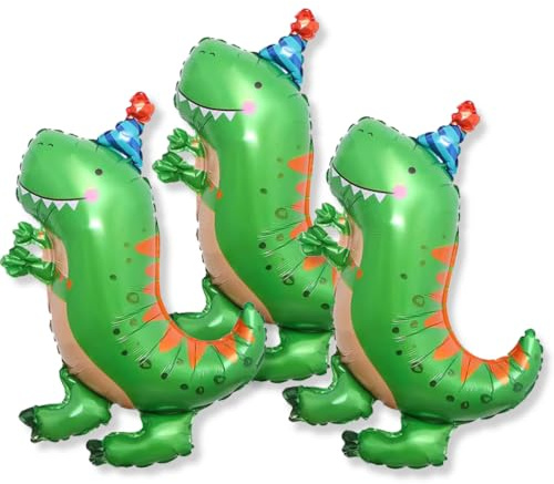 DIWULI 3x Dinosaurier Ballon Set, Dino Luftballons Grün