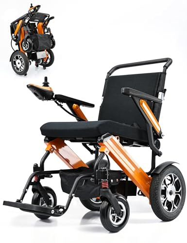 ZHaelyx Silla de ruedas eléctrica plegable con asiento ergonómico, silla de ruedas eléctrica todo terreno de 25 km para personas mayores, freno electromagnético, ideal para movilidad en la vida