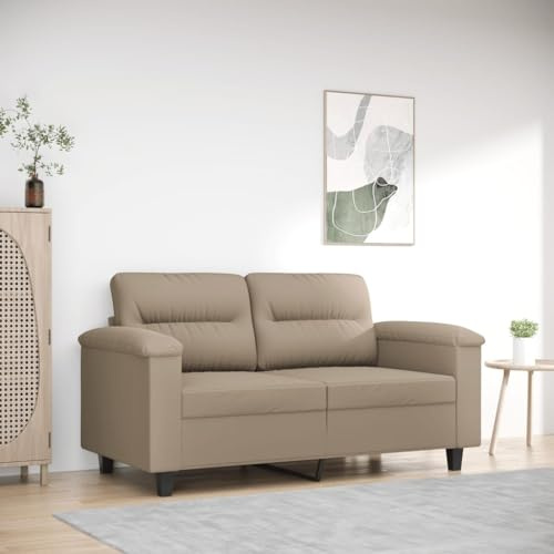 Frdhee Modern Mini Sofa Couchgarnitur,2 Sitzer Sofa Taupe 120 cm Mikrofasergewebe,Für Gästezimmer Und Kleine Räume, Vielseitig Einsetzbar