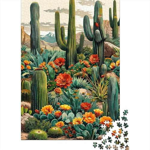Desert Cactus Garden 1000 Piece Eco-Friendly Jigsaw Puzzle Adult Hobbyists Portable Mind Decompression Entertainment 38x26cm/1000pcs
