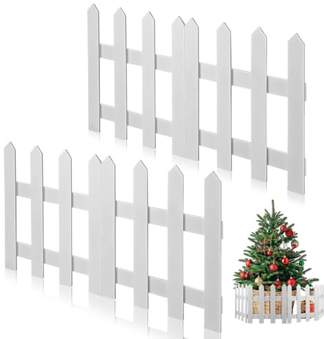 FELTECHELECTR Recinzione in Legno Bianco per Albero di Natale 1,2m, Struttura Solida ed Ecologica per Decorazioni Natalizie e Spazi Esterni Eleganti