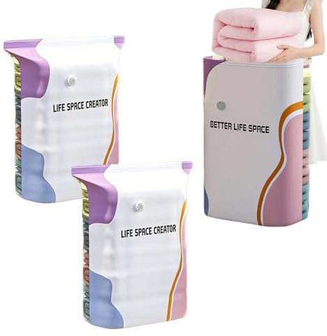 3 Pezzi Sacchetti Sottovuoto Senza Pompa, Formato Grande | Sacchetti Sotto Vuoto Senza Pompa Grandi, Sacchii A Compressione Nessuna Pompas - Riutilizzabili, Addensate, Per Vestiti