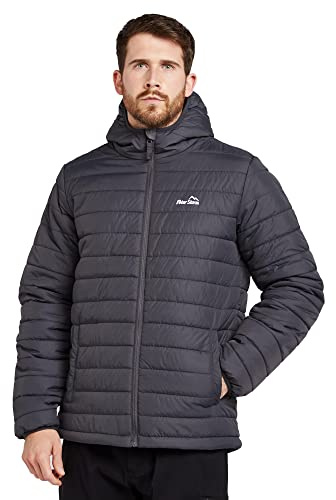 Peter Storm Men's Blisco II Lightweight, Water Repellent & Insulated Jacket with Hood and 2 Pockets, Cold Weather & Winter Padded Puffer Coat, Dark Grey, XL