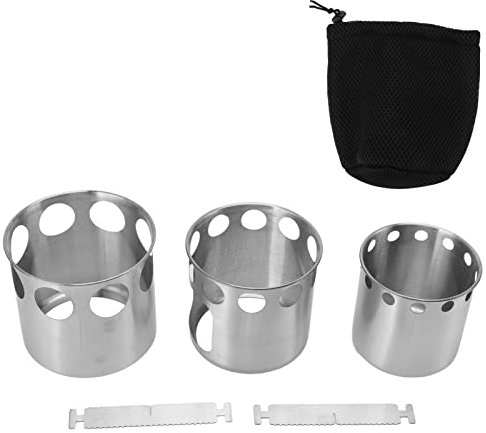 Glomora Portable Stainless Steel Camping Stove, Lightweight Wood Burning Camp Stove Kit for Outdoor Cooking, Camping, Hiking, and Picnics