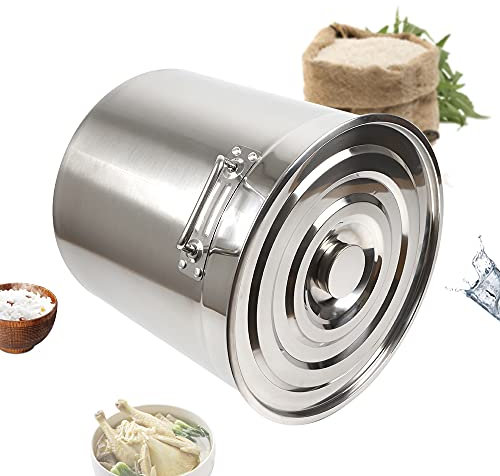 Edelstahl Kochtopf Suppentopf Topf Mit Deckel Zur WäRmeerhaltung Gastronomie Fass Hoch Poliert StoßFestigkeit FüR Restaurants Camping KüCheKopftopf SuppenwäRmer Universal Multifunktionaler Groß (70L)