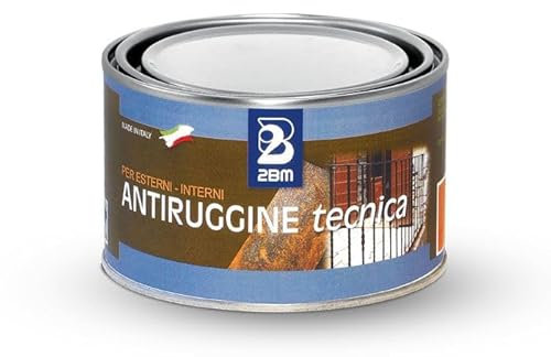2BM Antiruggine Tecnica Colore Rosso Minio per interni ed esterni rapida essiccazione, coprente e resistente agli agenti corrosivi, ambienti normali e industriali | Barattolo 500 ml