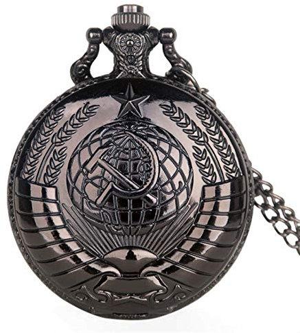 HUIBBGO Reloj de Bolsillo de Cuarzo Estilo Hoz y Martillo soviético Vintage con envío Directo, Colgante de Bronce, Reloj Unisex