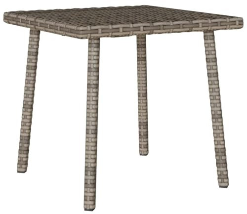 LAPOOH Garten-Couchtisch Rechteckig Grau 40x40x37 cm Poly Rattan, Balkontisch, Terrassen Tisch, Terrassentisch, Esstisch Garten, Gartentisch, Gartenesstisch, Gartenmöbel -4104047