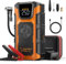 Jump Starter Power Pack with Air Compressor & Tyre Inflator, 5000A Car Battery Booster(for 10L Petrol or 8L Diesel) 12V Jump Starters Power Bank with Jump Leads, 18W Fast Charging, LCD Screen, LED
