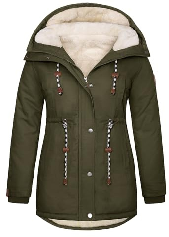 Tuopuda Manteau Femme Hiver Grande Taille Veste Parka Chaude Longue Blouson Polaire Parka Manteaux en Coton Coupe Vent Capuchon Outercoat(Vert,XXL)
