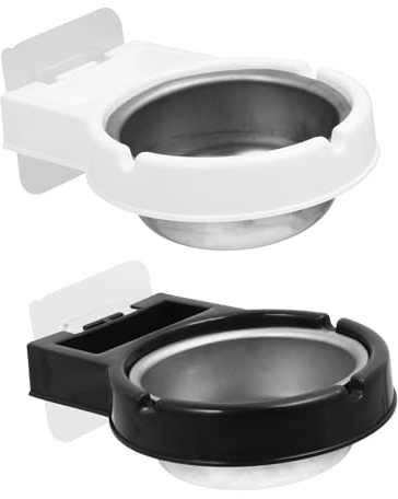 Wakauto 2Pcs Wall Mounted Ashtrays for Bathroom and Toilet Easy Install No Drilling Cigarette Storage Rack with Strong Suction Cup and Removable Ashtray for Home Office Bar