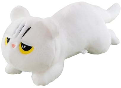 Xiyocadt Katze Kuscheltier, Kawaii Plüschtier Katze, Niedliches Katzenplüschkissen, Cute Seitenschläferkissen, Geschenk für Mädchen & Jungen (90 cm,Weiß)