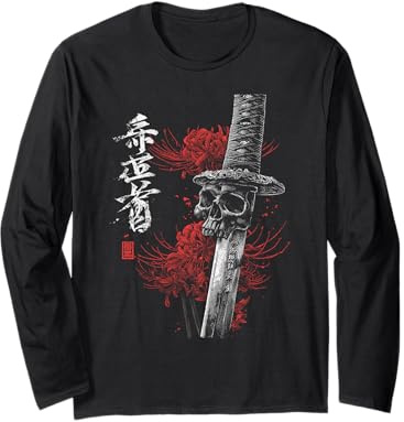Otaku Anime Japonais Katana Fleur de lys Rouge Manche Longue
