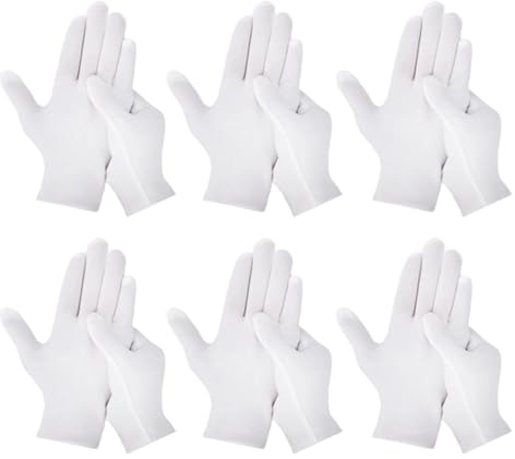 Vita Handskar För Kostym - 12-pack Andningsbara Stretchhandskar,Spa-Fuktgivande Bomullshandskar,Lämplig för Spa, Fuktgivande, Smyckesinspektion, Matlagning, Städning, Kontor, Cosplay