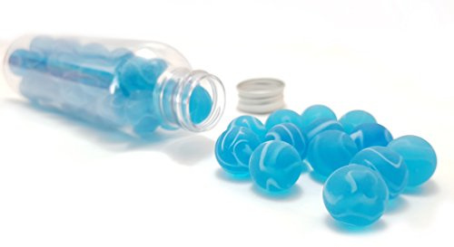 mesbilles 30 Billes Givrées - Bille en Verre à Collectionner (16 mm, Bleu)