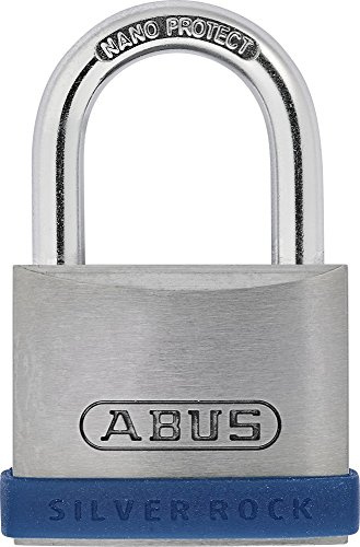 ABUS Vorhängeschloss Silver Rock 5/40 gl.-6404 - gleichschließend - aus massivem Zink und mit Silikon Schutzrahmen - Kellerschloss u. v. m. - ABUS-Sicherheitslevel 5 - Blau/Silber | Präzisions-5-Stift-Zylinder, Bügel aus gehärtetem Stahl mit NanoProtect, für Keller & Spinde, 186 g
