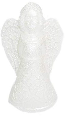 Zelda Bomboniere Cero Candela Angelo Perlato Bianco 20x11x7 Cm Decoro Arredo Natale