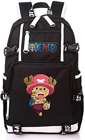 WANHONGYUE One Piece Tony Tony Chopper Anime Backpack Student Schultasche Laptop Rucksäcke Freizeittasche Daypack Schwarz-12