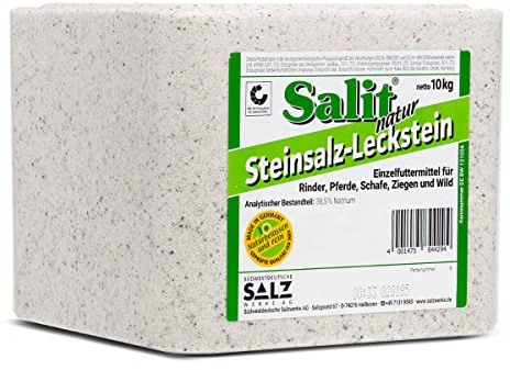 Paradies Pool GmbH Salit Steinsalz Leckstein Natur 10kg für Rinder, Schafe, Ziegen, Pferde und Wild, Tierernährung, Landwirte oder Tierhalter, Salzleckstein, 10 kg