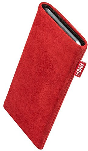 fitBAG Folk Rot Handytasche Tasche aus feinem Wildleder Echtleder mit Microfaserinnenfutter für Lenovo Phablet Tab V7 | Hülle mit Reinigungsfunktion | Made in Germany