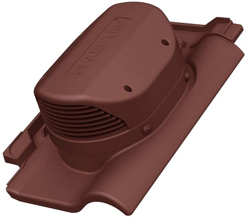 Parotec Flachlüfter für Braas - Rubin 13V – Dachlüfter RAL3009 Kastanienrot | Entlüfter Lüftungsziegel für Dachziegel – effektive Feuchtigkeitsableitung, UV-beständig