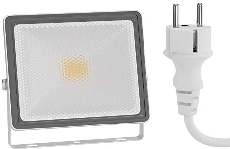 ledscom.de Foco LED de jardín FLIN para exteriores, IP66, enchufable, 11,5 W, 837lm, blanco cálido