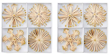 Geschenkestadl 24 Stück Strohsterne 10 cm Gold Glitzer Christbaumschmuck Stroh Sterne Natur