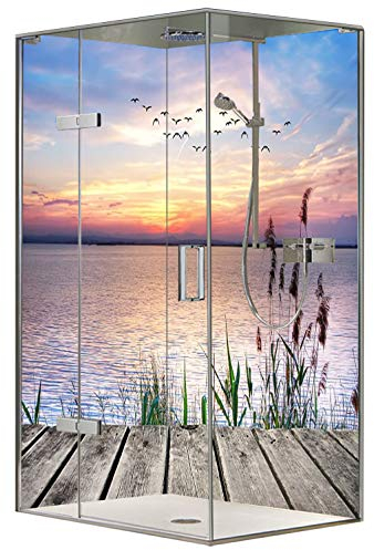 Original FLYERANDPRINT - SHOWER-PLATE, Alu-Dipond, OHNE FUGEN, Fliesenersatz, Duschrückwand, Wunschmaß, Dusche, Bad, Wandverkleidung, Wandverkleidung, DS-17-01 (Set mit 2 Platten, 80 x 200 cm)
