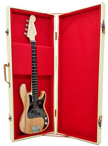 Music Legends Collection Miniatur-Bassgitarre John Deacon Queen Jazz Präzision Bass Replik im Maßstab 1:4 mit Hartschalenkoffer und Sammleretui Gadget Rock