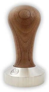53,5 mm Tamper für IMS Competition-Filterkörbe, Nussbaum und INOX Stahl Flacher Boden