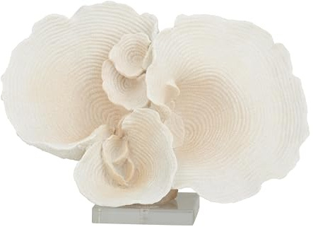 Deco 79 Polystone Coral Decorative Sculpture Home Decor Statue, Accent Figurine 13 x 6 x 9, White