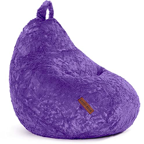 Green Bean Plüsch Sitzsack 45x45x60cm - Indoor Sitzkissen mit 120L EPS Perlen Füllung Kuschelig Waschbar - Bean Bag Bodenkissen Lounge Chair Sitzhocker - Lila