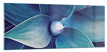 ARTTOR Glasbild 100x40cm Wandbild Glasdruck Botanik Blumen - 4972 | Agave Blau Blume Panorama Groß Modern Dekoration Wohnzimmer Schlafzimmer Küche Wanddeko Kunstdruck Art Wall Decor ARTTOR